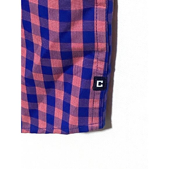 Chaps Button Shirt Mens L Stretch Easy Care Pink Blue Checks Preppy Classic - Picture 4 of 8